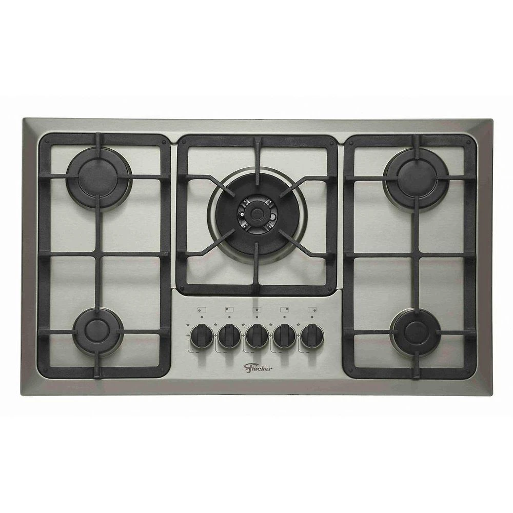 Cooktop A Gás Fischer 5 Bocas Tripla Chama Infinity Com Trempe De Ferro Fundido Mesa Inox 23678-5412 Bivolt