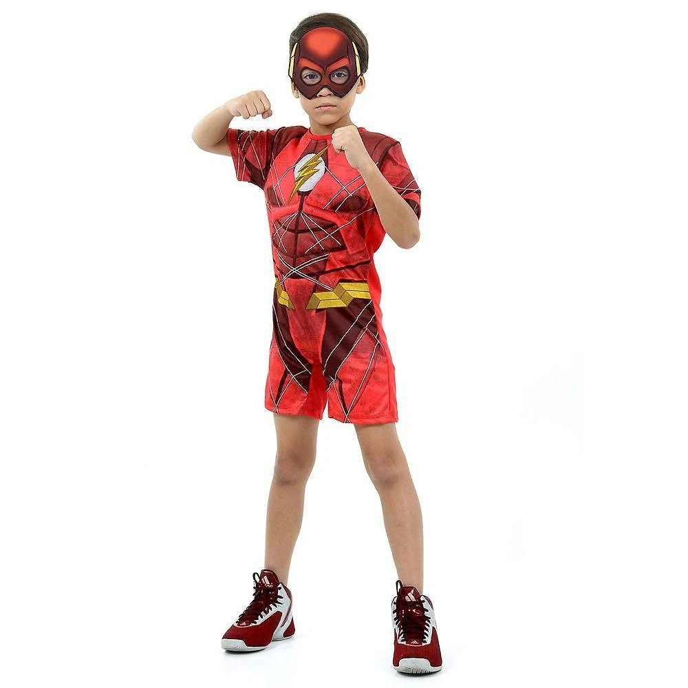 Fantasia Infantil - The Flash Curto Com Musculatura Liga Da Justiça Tamanho M 6 A 8 Anos