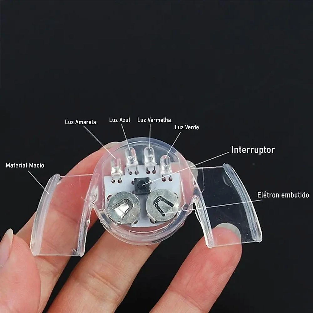Aparelho de Luz LED Dental Bucal Reaparelho10 Silicone Transparente Multicolorido 6cm 2,8cm