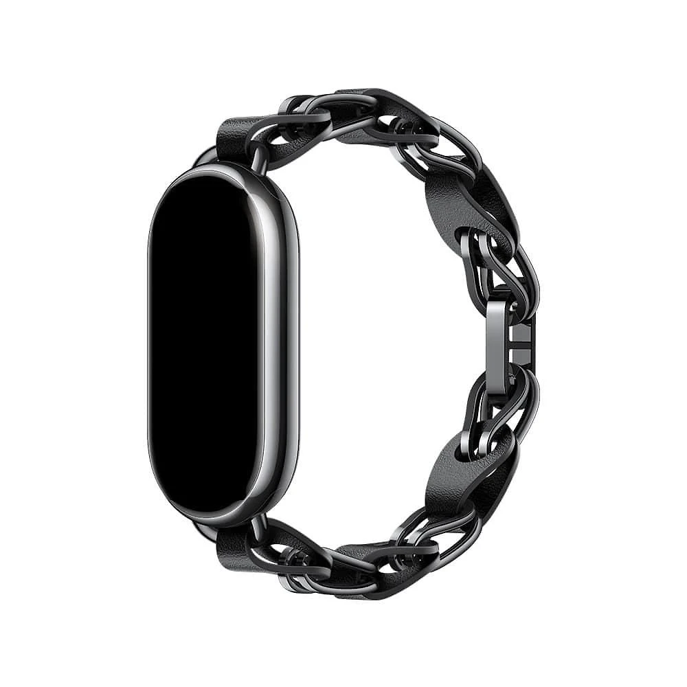 Bracelete Trancado De Metal Para Xiaomi Smart Band 8 Preto