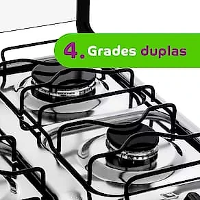 Fogão Consul 4 Bocas CFO4NAR com Mesa de Inox, Acendimento Automático e Design Frente Única Bivolt - Inox