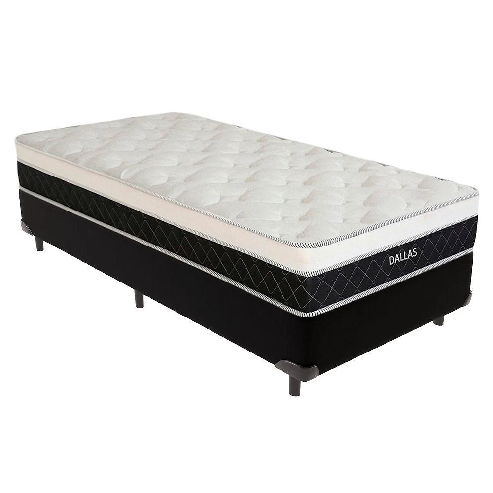 Cama Box Solteiro Dallas Euro Pillow Molas Ensacadas Tecido Sintético Vtech