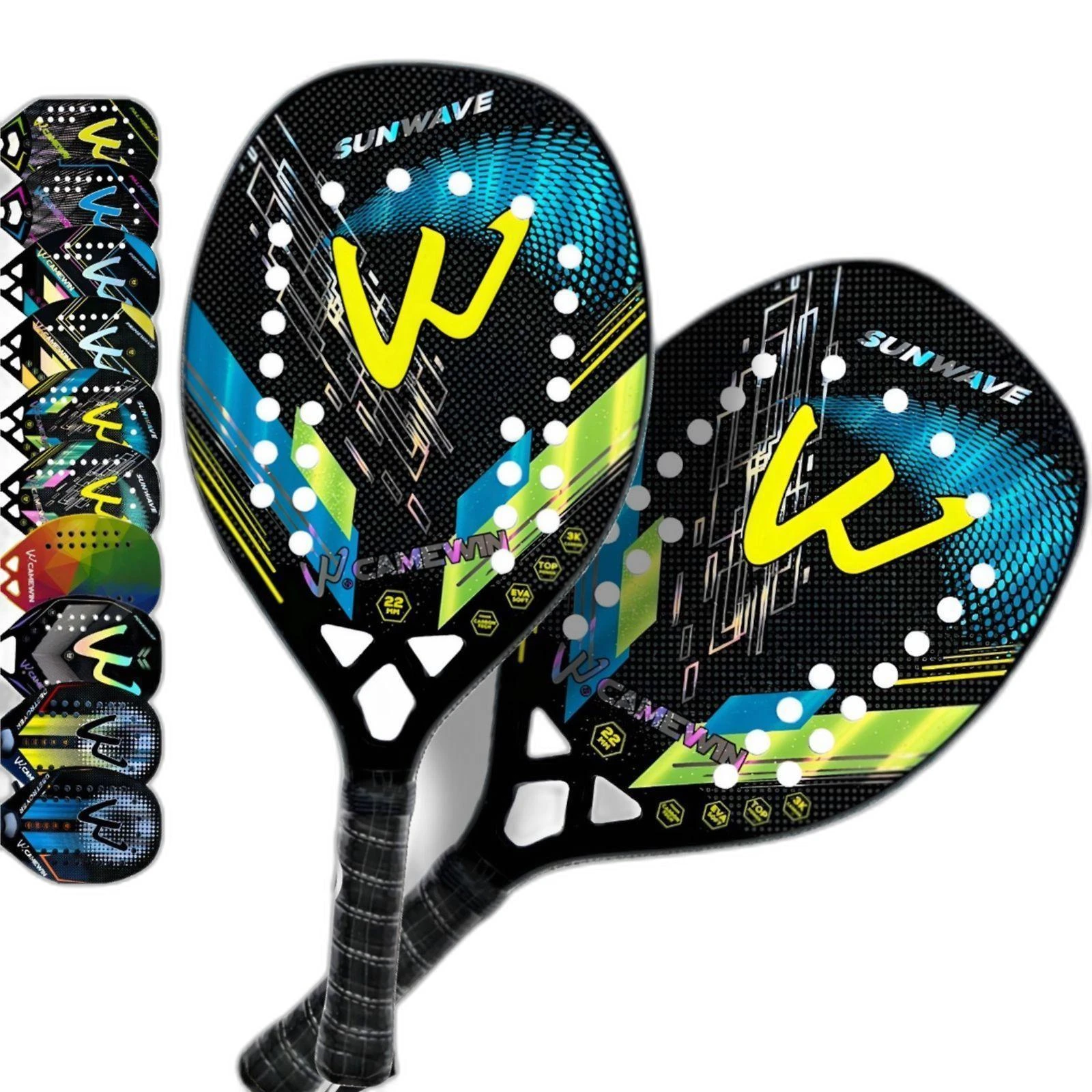 Miniatura Kit 2 Raquetes Beach Tennis Camewin 100% Fibra De Carbono 3K