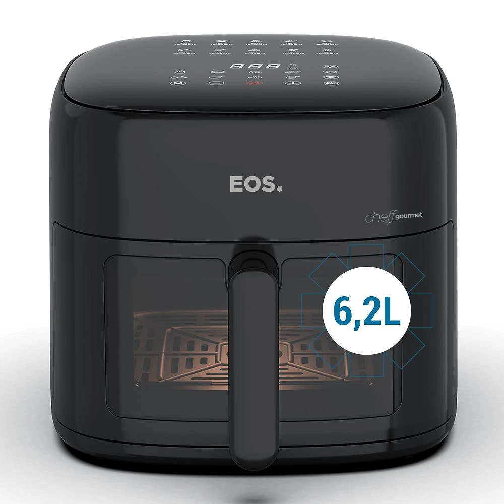 Fritadeira Sem Óleo Air Fryer EOS Chef Gourmet 6.2 Litros Compacta Digital Preto EAF60P 110V