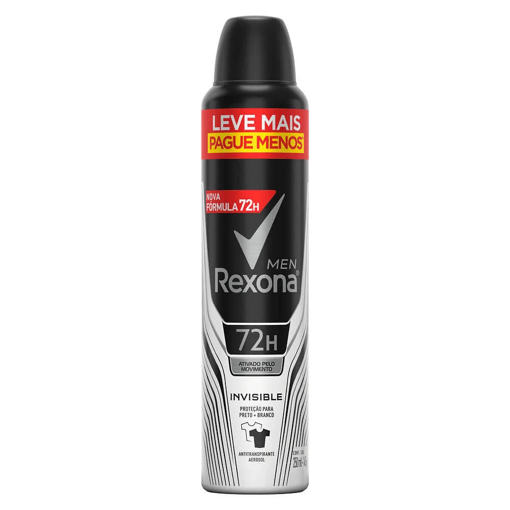 Miniatura Desodorante Rexona Men Invisible Aerossol Antitraspirante 72h com 250ml