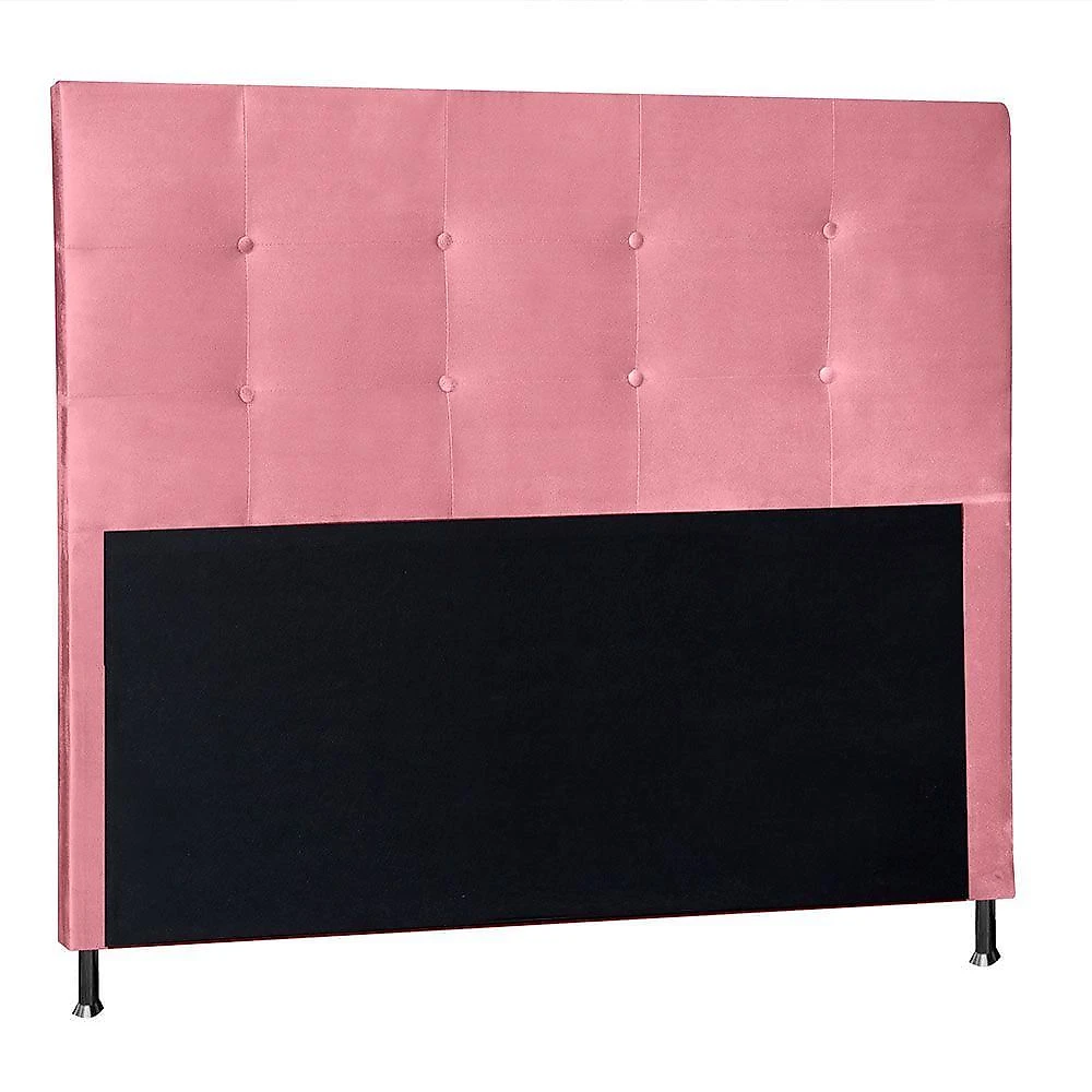 Kit Cabeceira E Calçadeira Baú Casal 1,40m Berlim Suede - Pallazio Cor Rosa