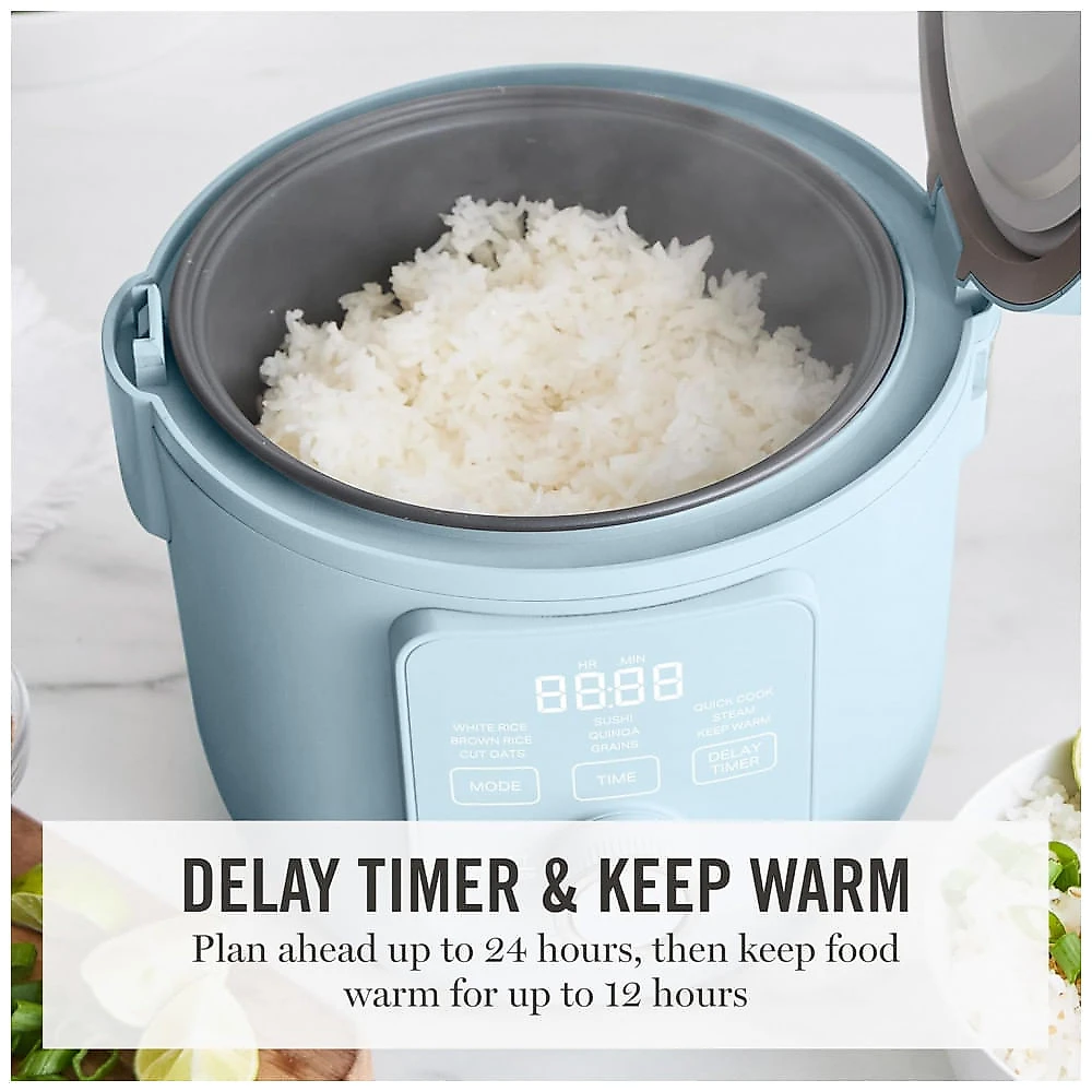 Panela Elétrica de Arroz Martha Stewart Sky Blue 4 Xícaras 8 Xícaras Cozidas Cerâmica Antiadesiva 9 Modos