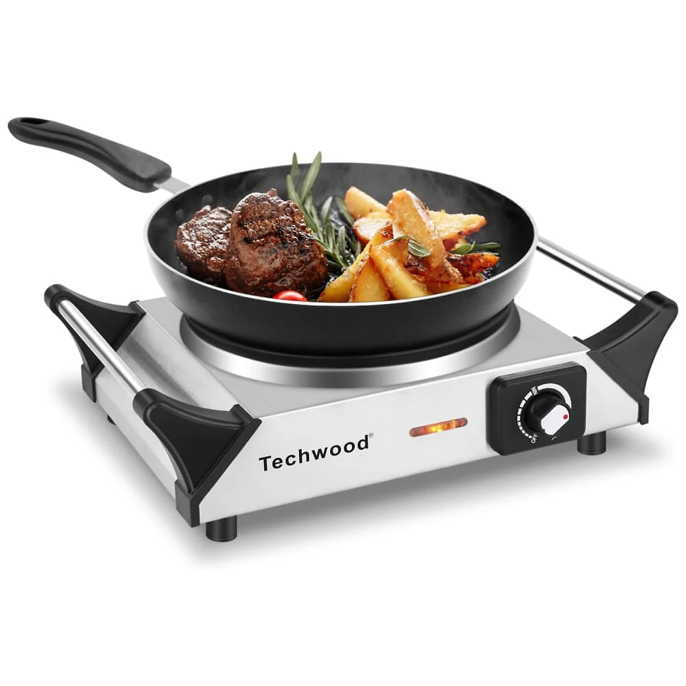 Cooktop Eltrico Porttil com Queimador nico, Alas que Mantm a Temperatura Fria e Temperatura Ajustvel, 110V 1500W, Techwood, Prata