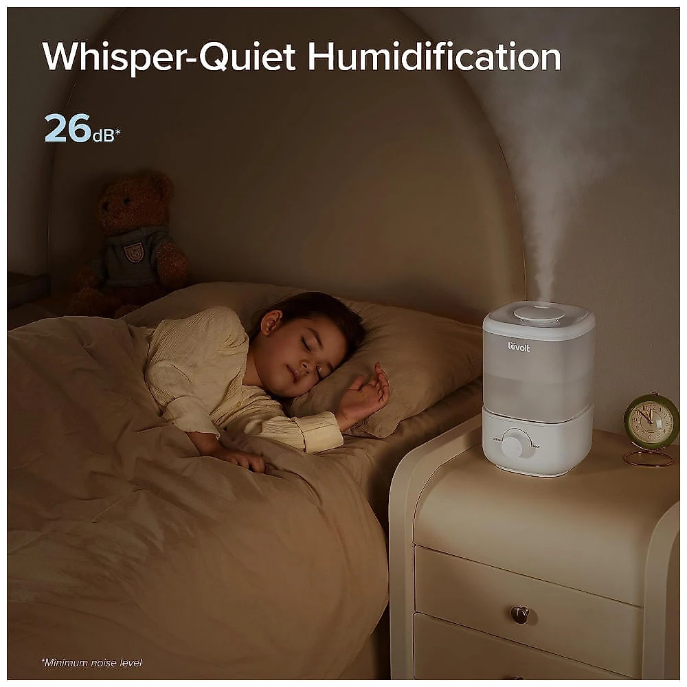 Umidificador de Preenchimento Superior para Quarto 2,5L com Desligamento Automático e Silencioso, LEVOIT, Branco