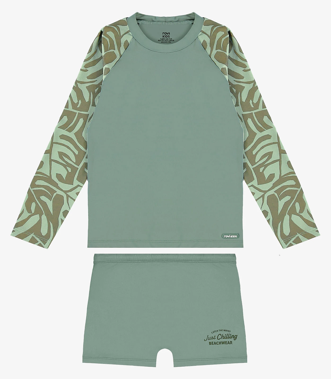 Conjunto Camiseta Manga Longa E Sunga UV Rovi Kids Verde 10