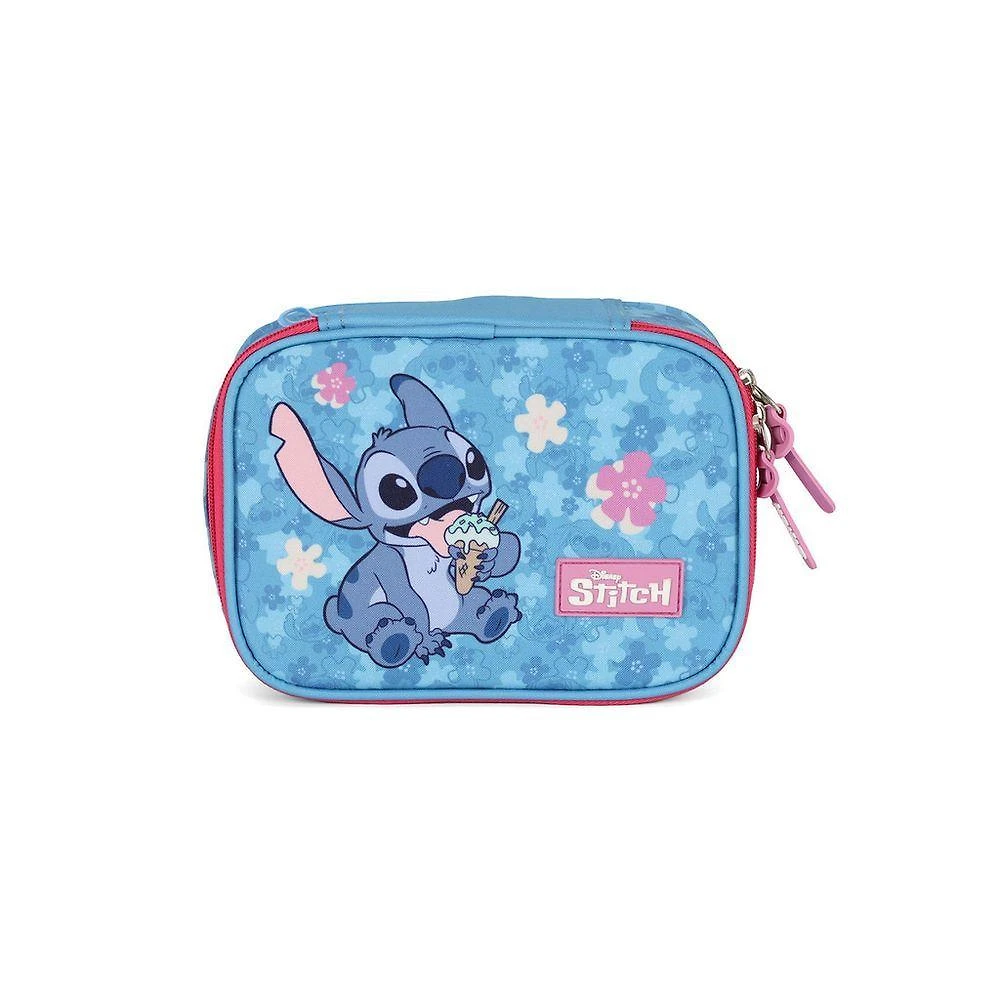 Estojo Escolar OEM Disney Stitch Licenciado 2 Divisórias Grande 1 Unidade Rosa Pink