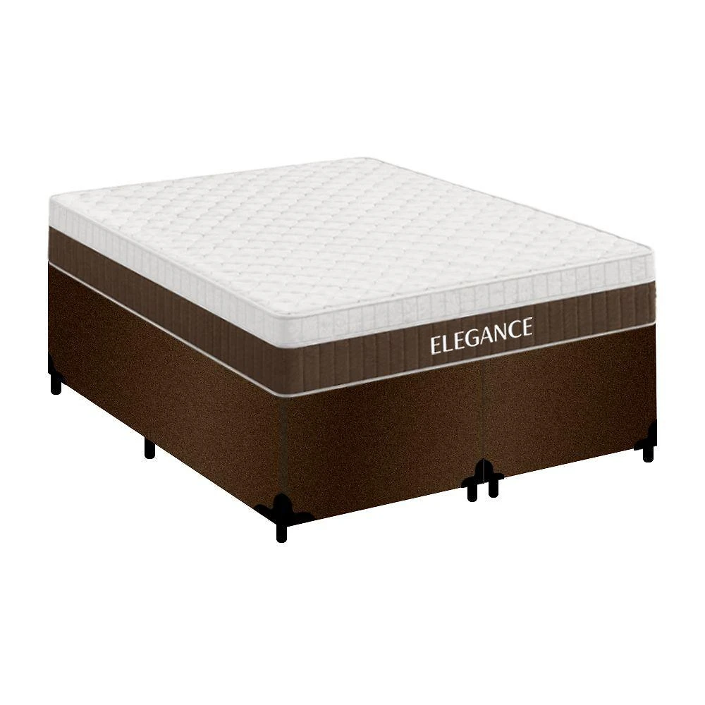 Cama Box Casal Elegance Pillow Top Molas Ensacadas Suede Antiácaro Bege Royal