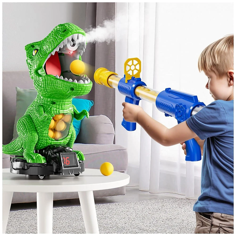 Brinquedo de Dinossauro Móvel com Arma de Ar para Crianças de 3 a 8 Anos - Jogo Interativo de Tiro com Alvo Móvel e Óculos, NIPLOOOW