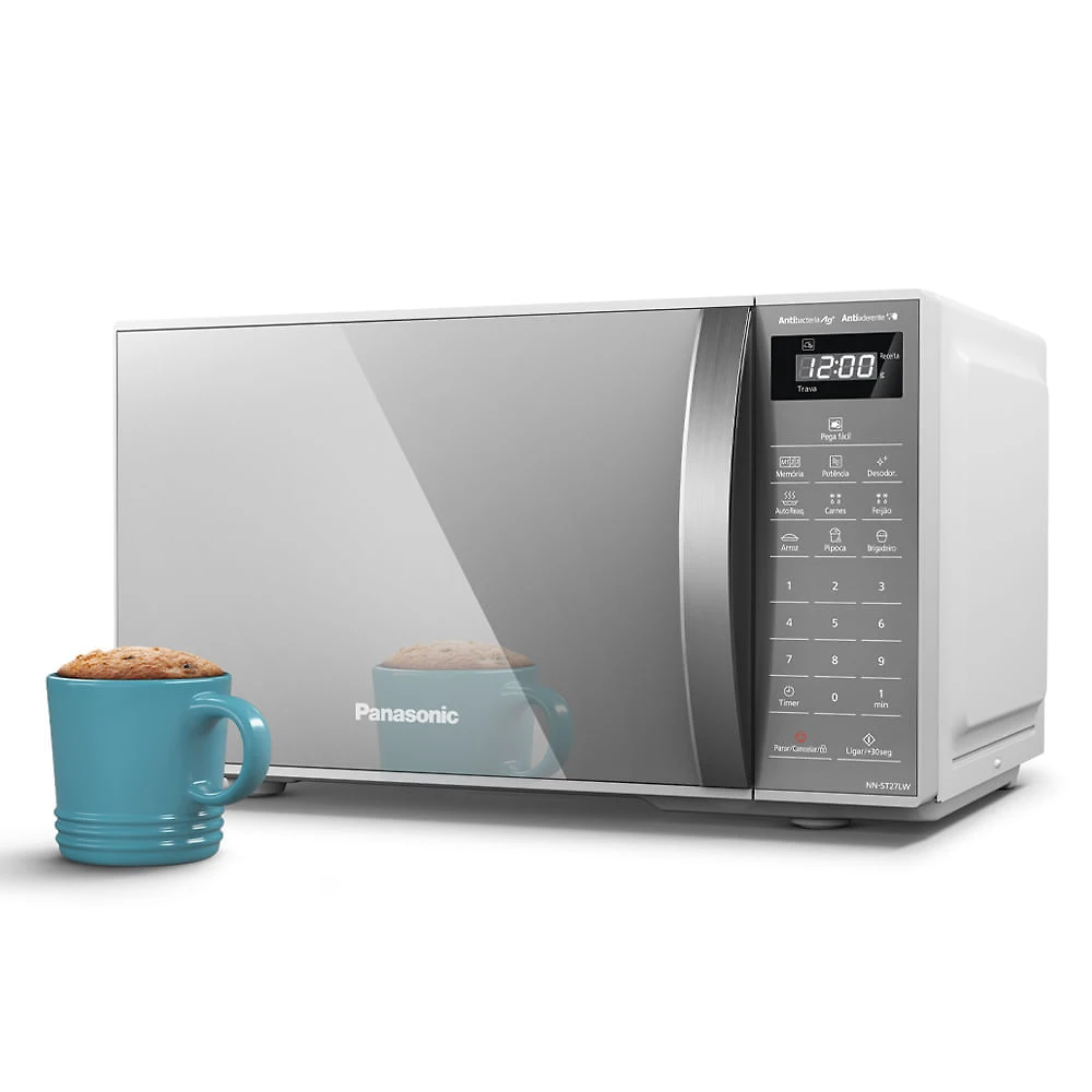 Miniatura Microondas Panasonic Tecnologia Pega Fácil 21L Branco Espelhado - ST27LWRU 110v
