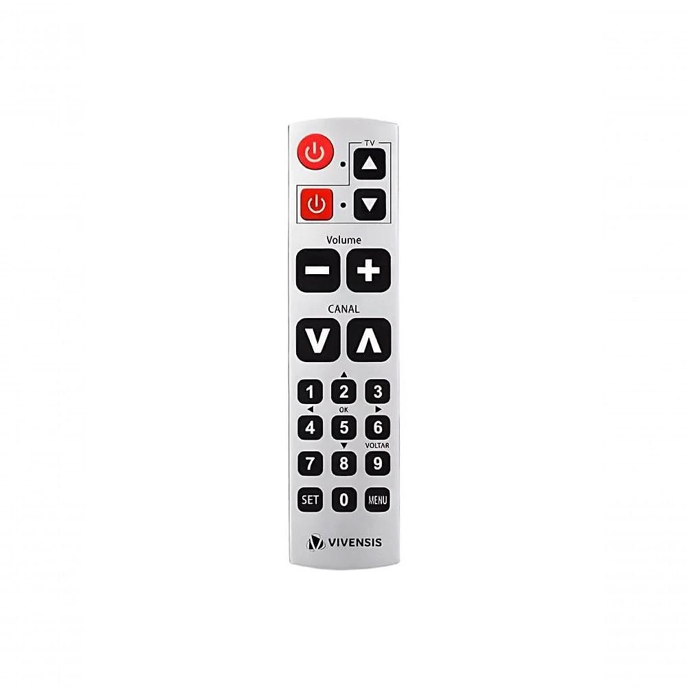 Controle Remoto Vivensis Senior para TV com Função Inteligente, 20 Teclas Grandes e LED Indicador