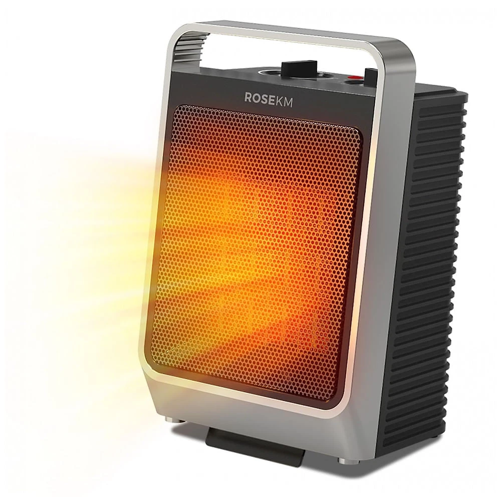 Aquecedor Cerâmico Portátil Rosekm Prata 3 Níveis de Aquecimento Termostato 1500W Modelo KM-SH002 120V