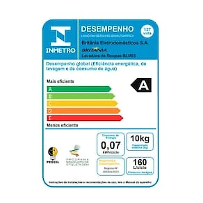 Tanquinho de Roupas Britânia 10kg BLR03 Semiautomático - Branco 110V
