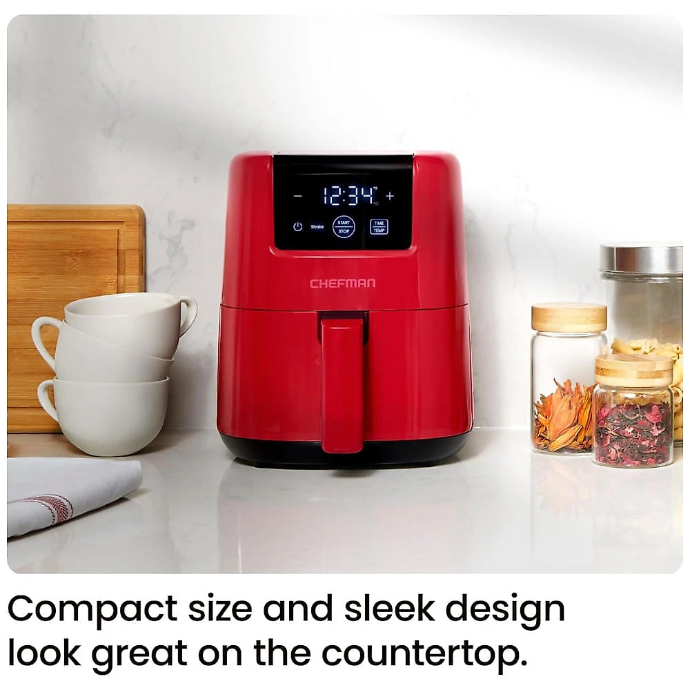 Mini Air Fryer 1,8L com Temporizador Digital, Lembrete de Agitação, Cesto Antiaderente e Lavável na Máquina de Lavar Louças, 110V 900W, Chefman, 110v
