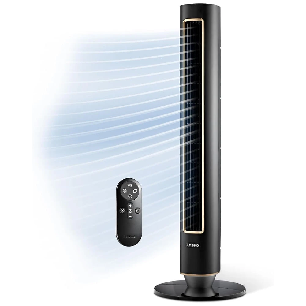 Ventilador de Torre com Controle Remoto, Distância Máxima do Ar 9 Metros, 12 Velocidades, Temporizador de 24H, Luz Noturna, 110V 36W, Lasko DST100,