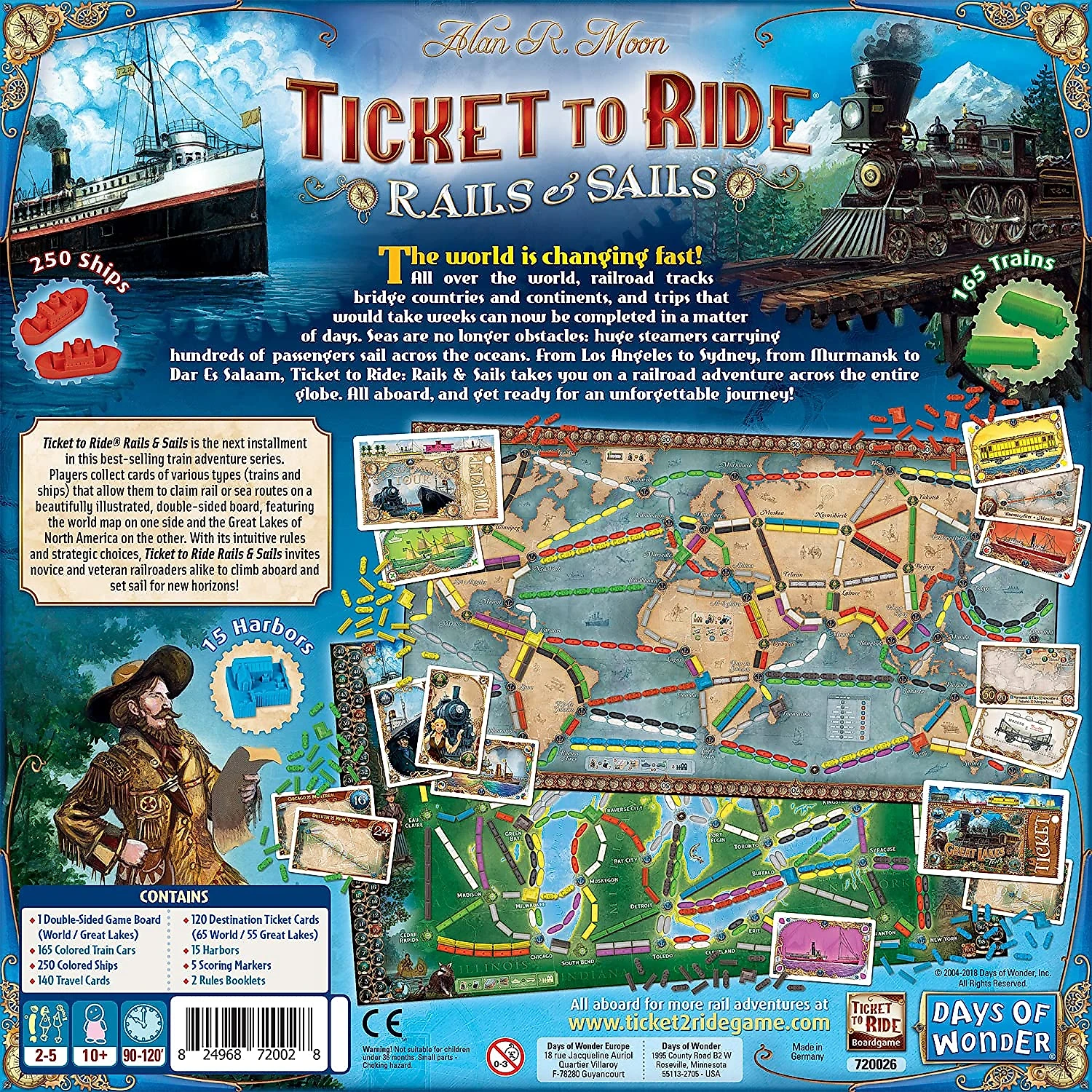 Ticket to Ride Rails e Sails Jogo de Tabulheiro Divertido para Família para Crianças a partir de 10 Anos