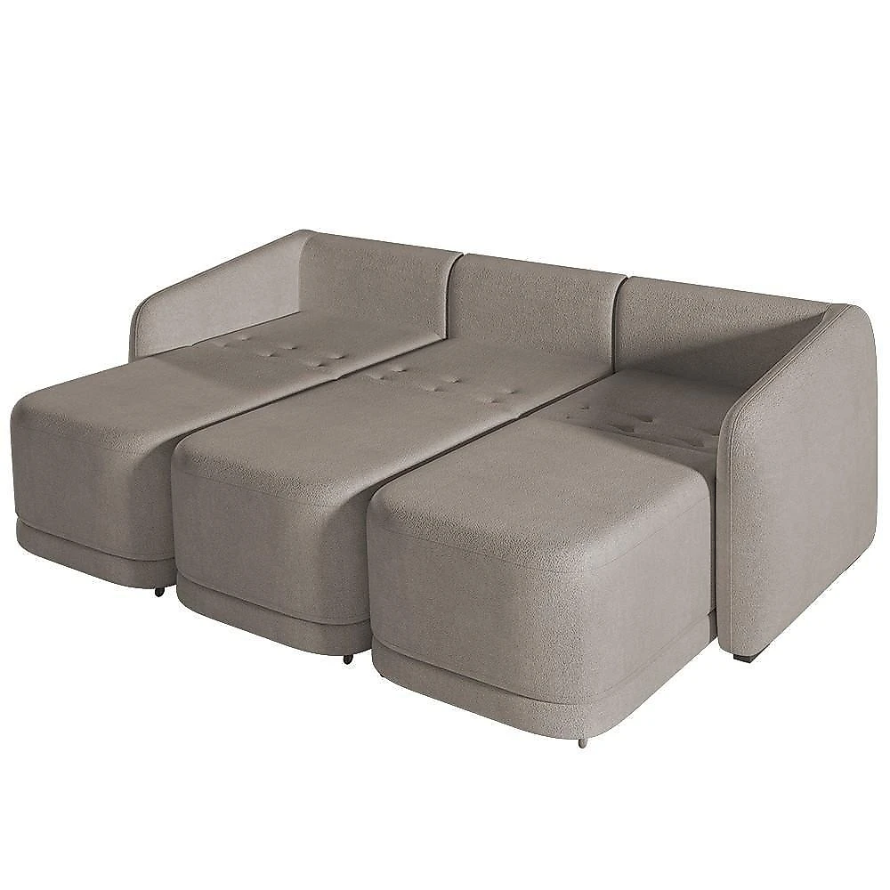 Sofá Cama Casal Para Sala 306cm Polska K04 Bouclê Bege Escuro - Mpozenato