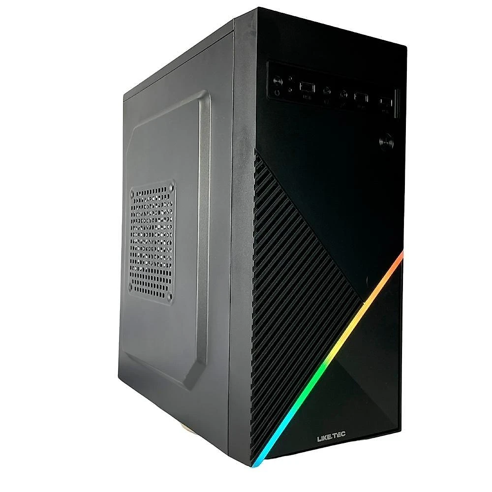 Gabinete Gamer Liketec Basic One V2, Mid Tower, RGB, LED, ATX, Lateral em Acrílico, Sem FANs, Preto  - LC-MT-ONEV2-2057