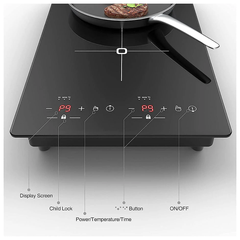Cooktop de indução dupla VBGK, Cooktop de indução portátil de 12 polegadas com queimador de indução, com tela de toque ...