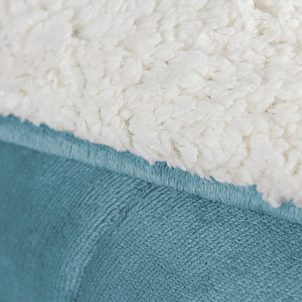 Coberdrom apollo solteiro sherpa manta flannel toque lã de carneiro - azul quartzo