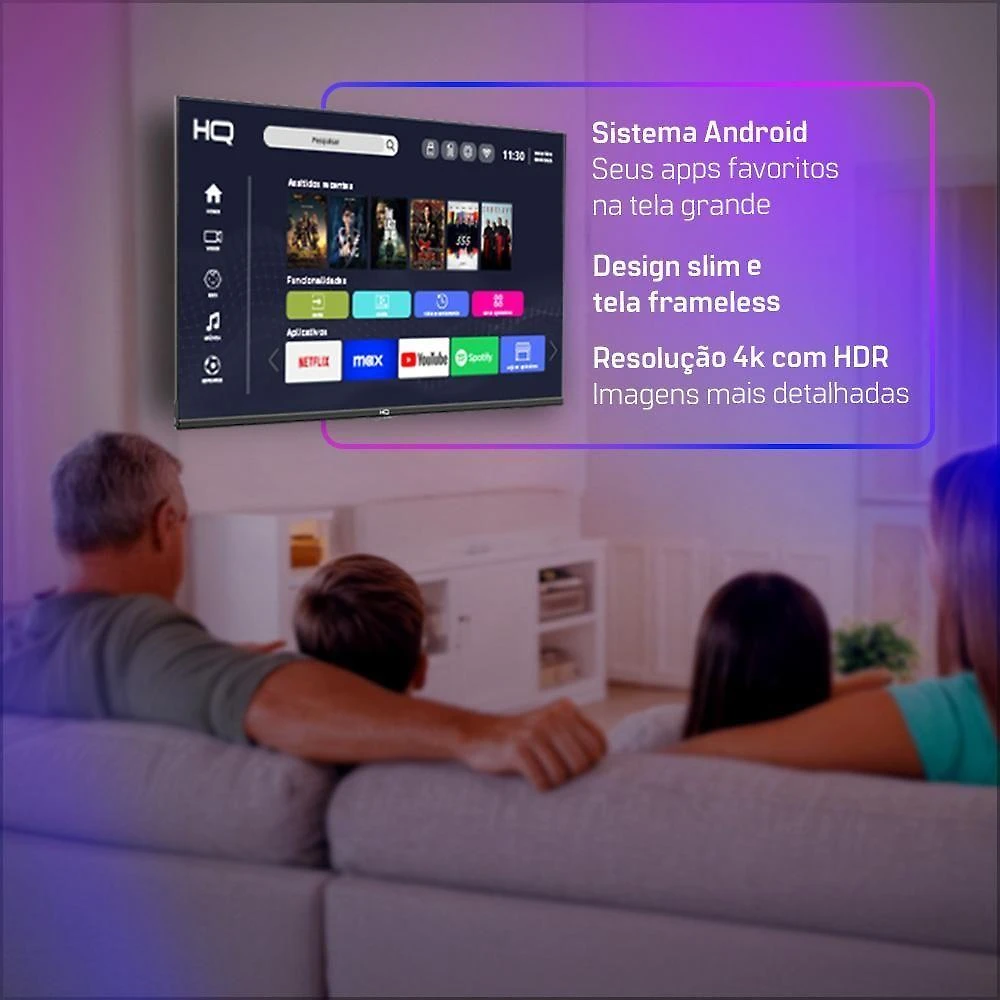 Miniatura Smart Tv Hq 60 4k Tela Sem Bordas Design Slim Hqs60nkhm