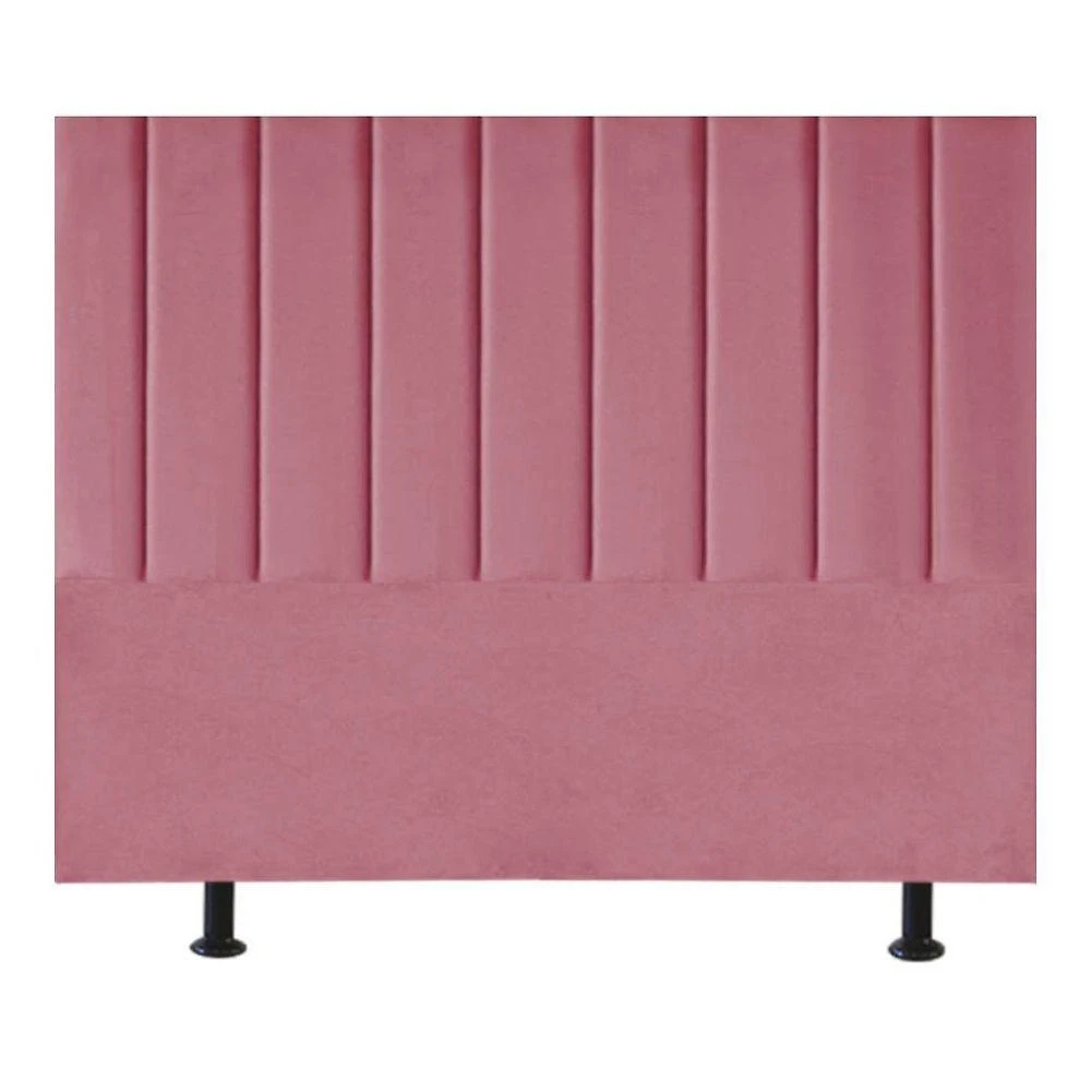 Cabeceira Estofada Cama Box King 195 Cm Mavie Suede Rosa