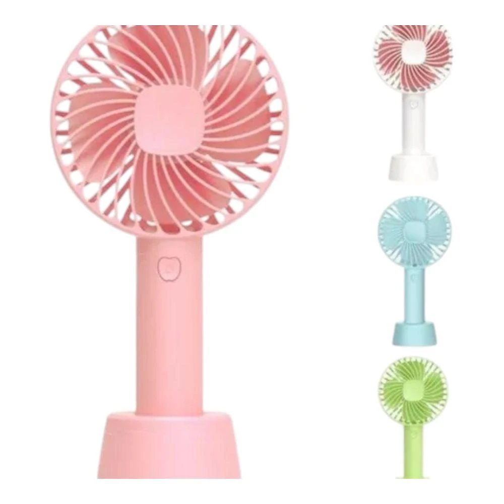 Mini Ventilador Portátil Recarregável de Mão com Suporte 3 Velocidades Usb
