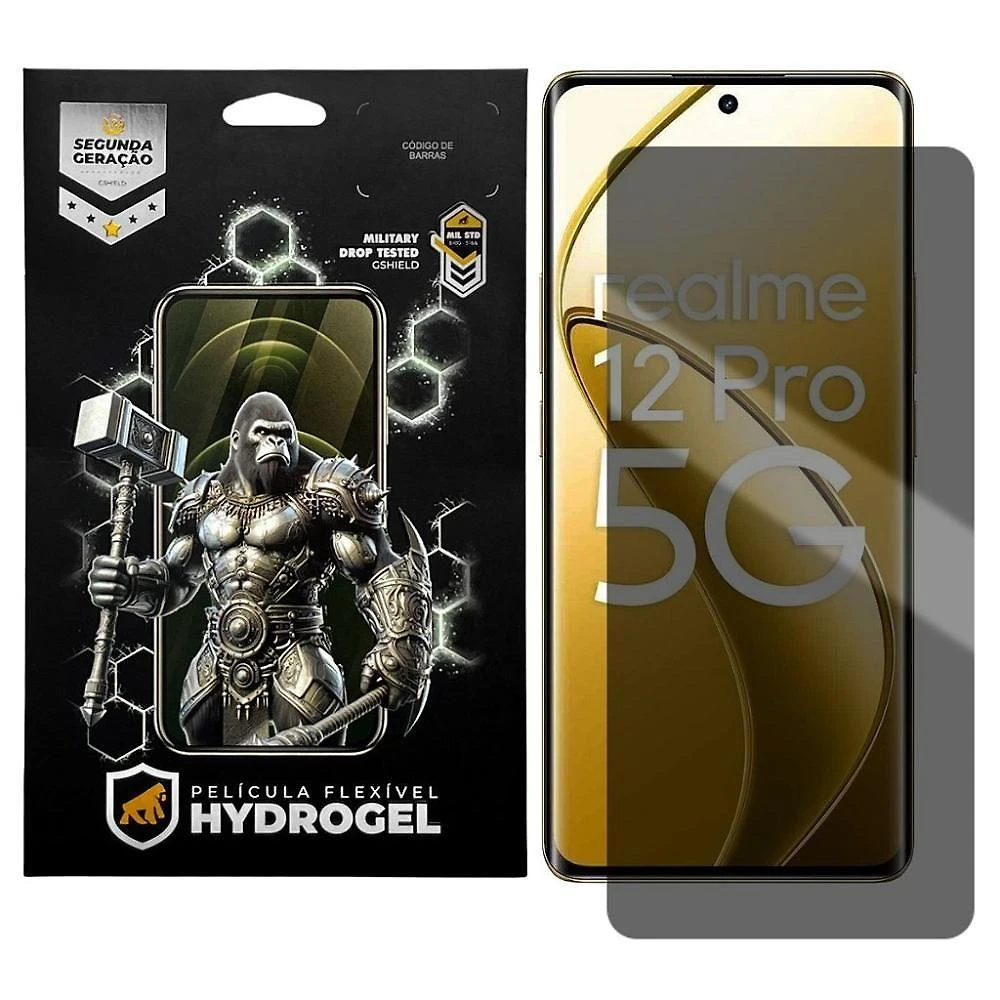 Película de Proteção Gshield para Realme 12 Pro 5G Privacidade, Hidro Nano Pet, TPU Soft Gel