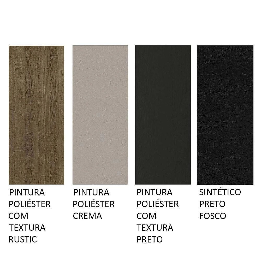 Conjunto sala de jantar mesa tampo de vidro 4 cadeiras rustic/crema/preto tifani madesa rustic/crema/sintético preto