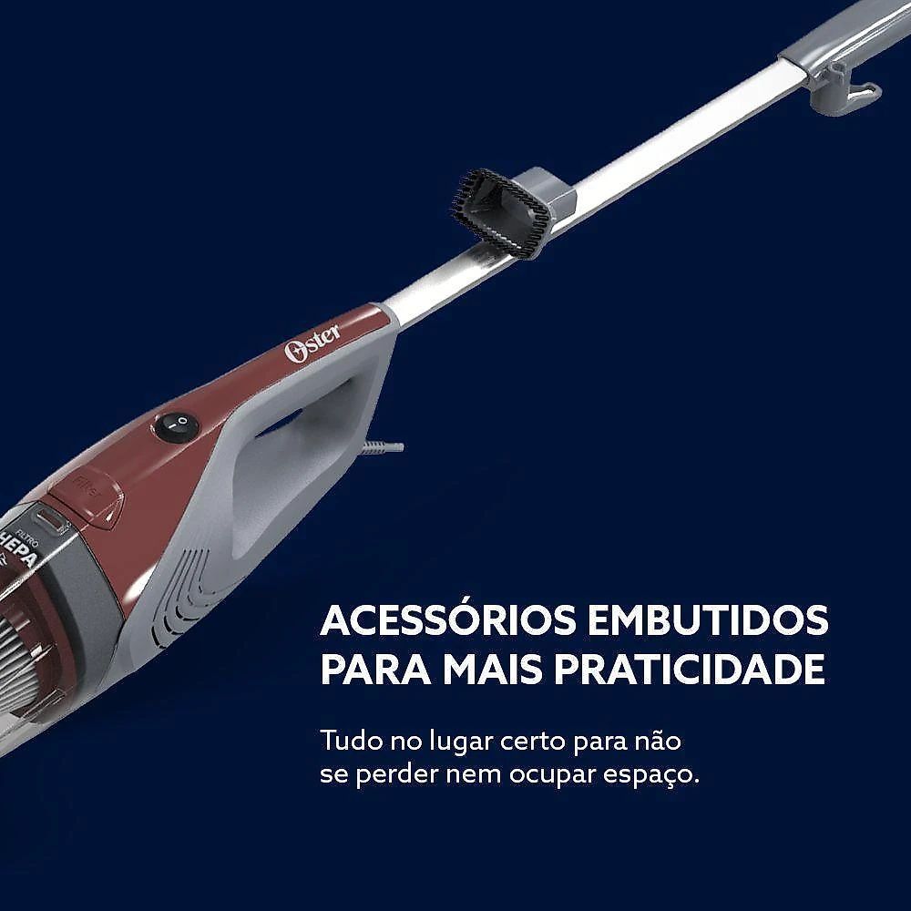 Aspirador de pó vertical 2 em 1 oster stick hepa vermelho 600w 110v