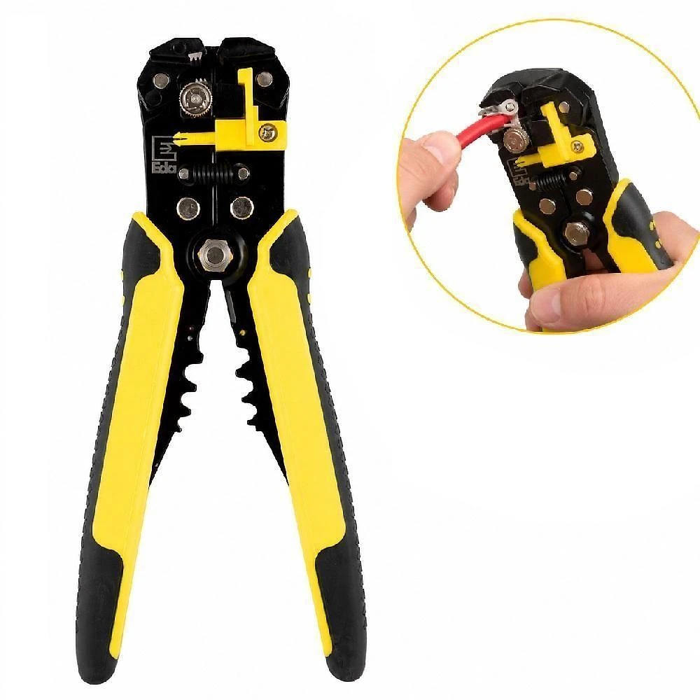 Alicate Desencapador Crimpador Automático 3 em 1 0SF Ajustável Amarelo EDA Profissional
