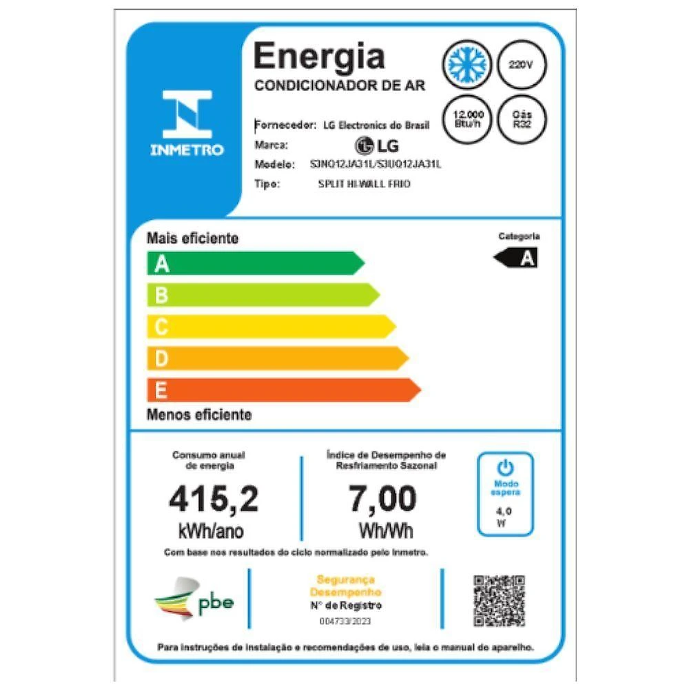 Ar condicionado split lg dual inverter ai voice 12000 btus frio 220v s3-q12ja31l