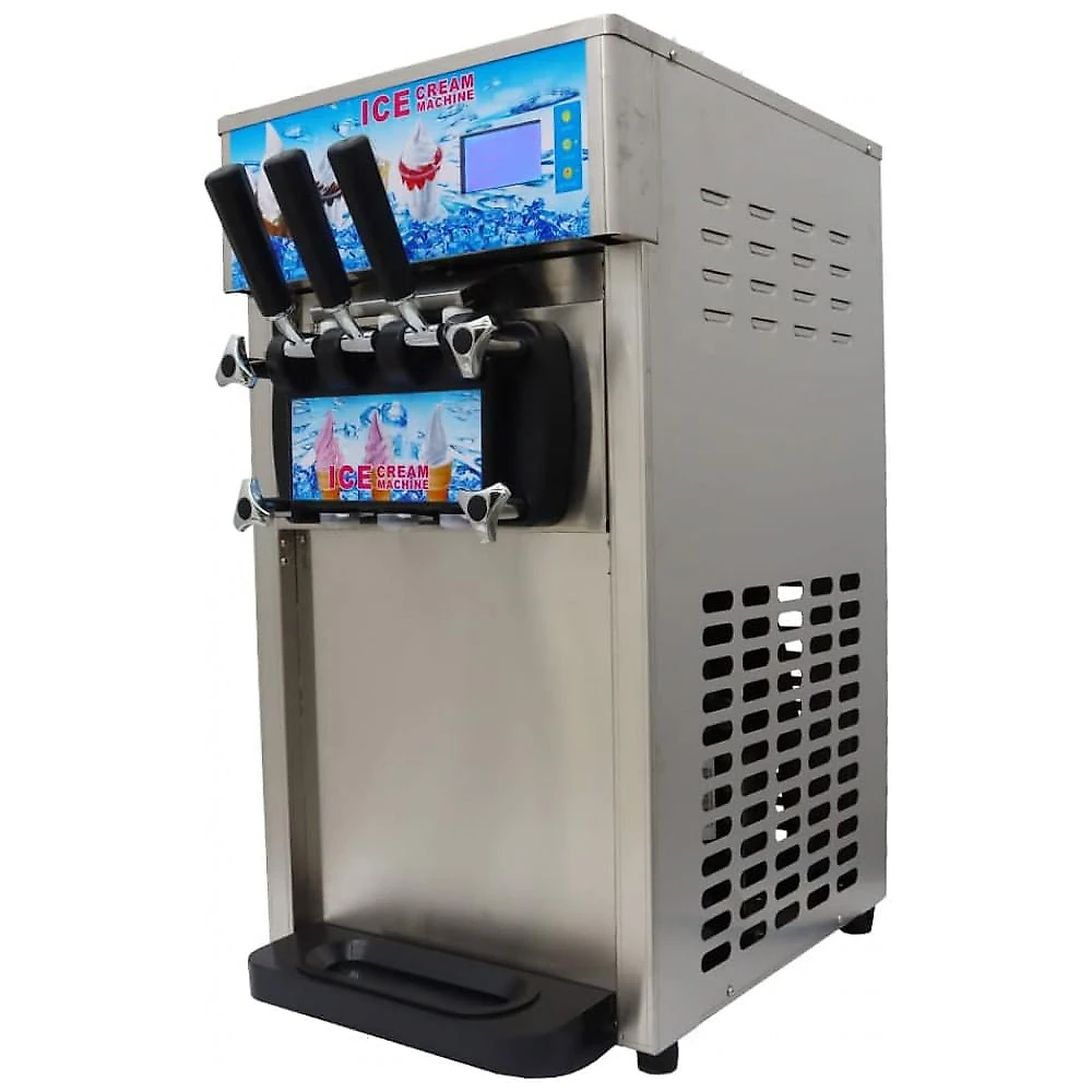 Máquina de Sorvete Profissional em Aço Inoxidável 4.5L por Hora com 3 Bicos, 110V 1200W, INTBUYING, Prata