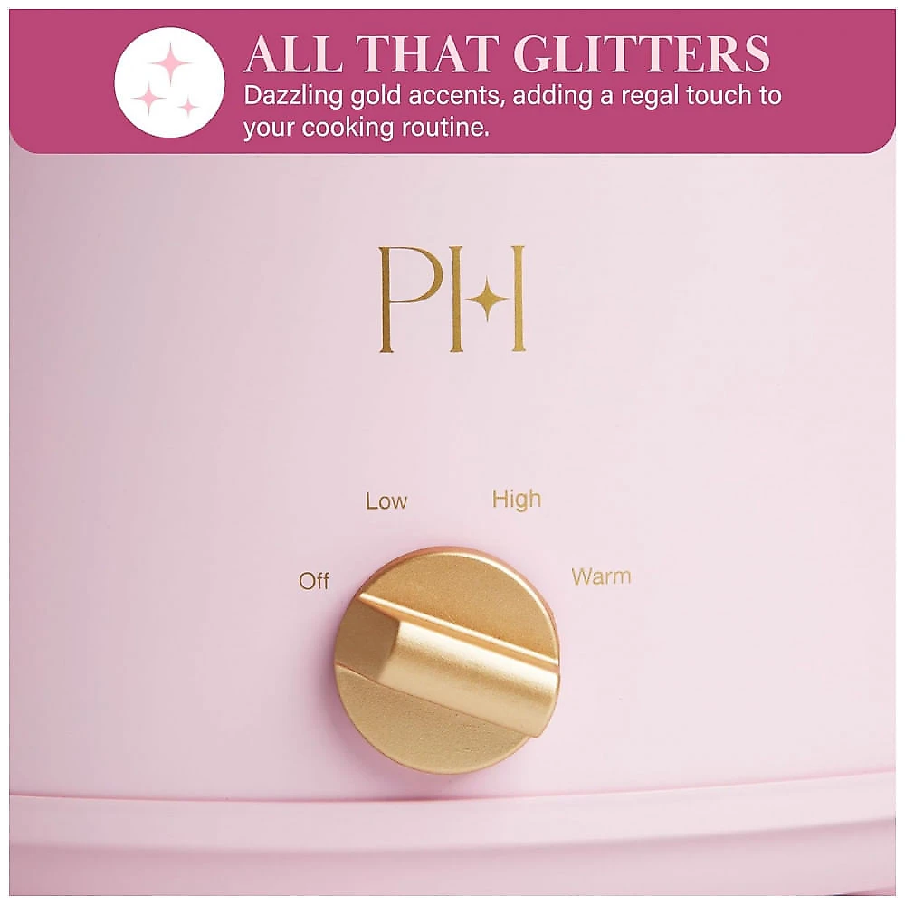 Paris Hilton Panela Elétrica Manual 5,7L com 3 Temperaturas, Design Elegante Rosa e Dourado