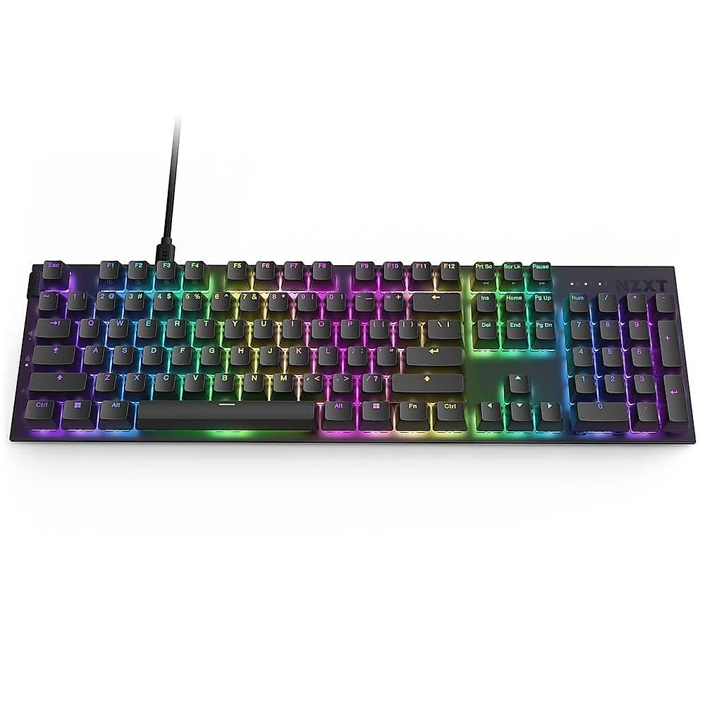 Teclado Óptico Gamer NZXT Function 2 Full Size, RBG, USB-C, Layout US, Preto - KB-001NB-US