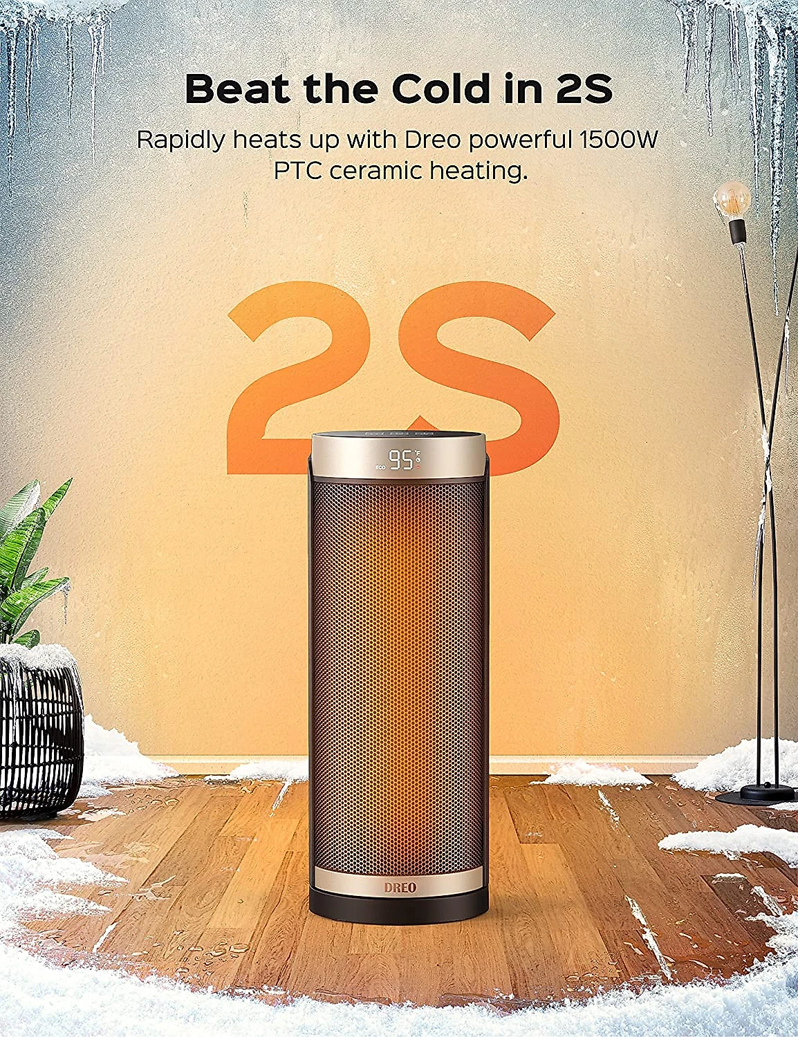 Dreo Space Heater for Indoor Use 1500W Fast Heating Ceramic Electric Heater with Thermostat Remote Overheating e TipOver Protection 112H Timer 70 Oscillating Portable Heater for Office Bedroom