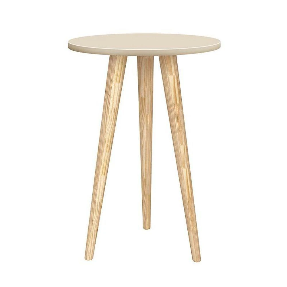Mesa de Canto Theo Redonda MDF Madeira 48CM Areia Fosco