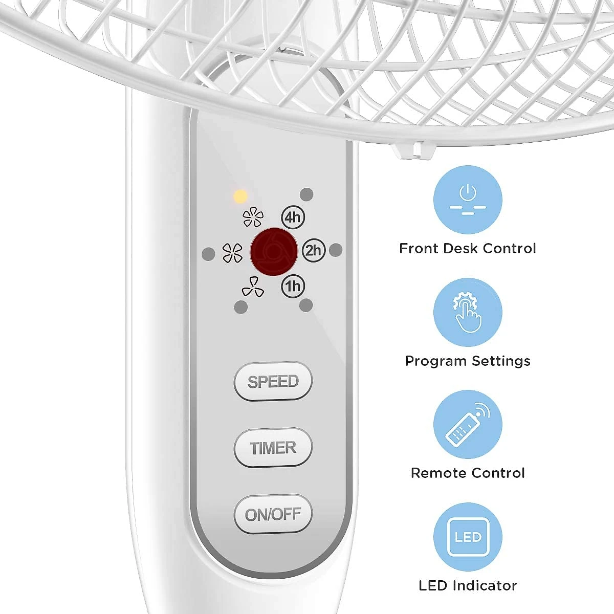 PELONIS 2021 16 Pedestal Remote Control Oscillating Stand Up Fan 7Hour Timer 3Speed and Adjustable Height PFS40A4BWW Supreme 16White