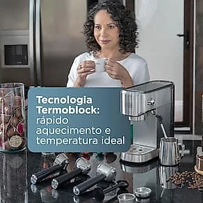 Cafeteira Espresso Black+Decker CEA1200G Gourmand Gris 1200W Multifunções Inox 110V