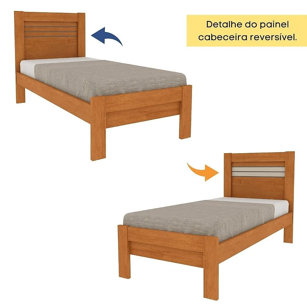 Conjunto Infantil com Cama 100% MDF e Guarda-Roupa Harmonia Espresso Móveis Conjunto Infantil com Guarda Roupa e Cama 100% MDF Harmonia Espresso Móveis Cinamomo / Off White