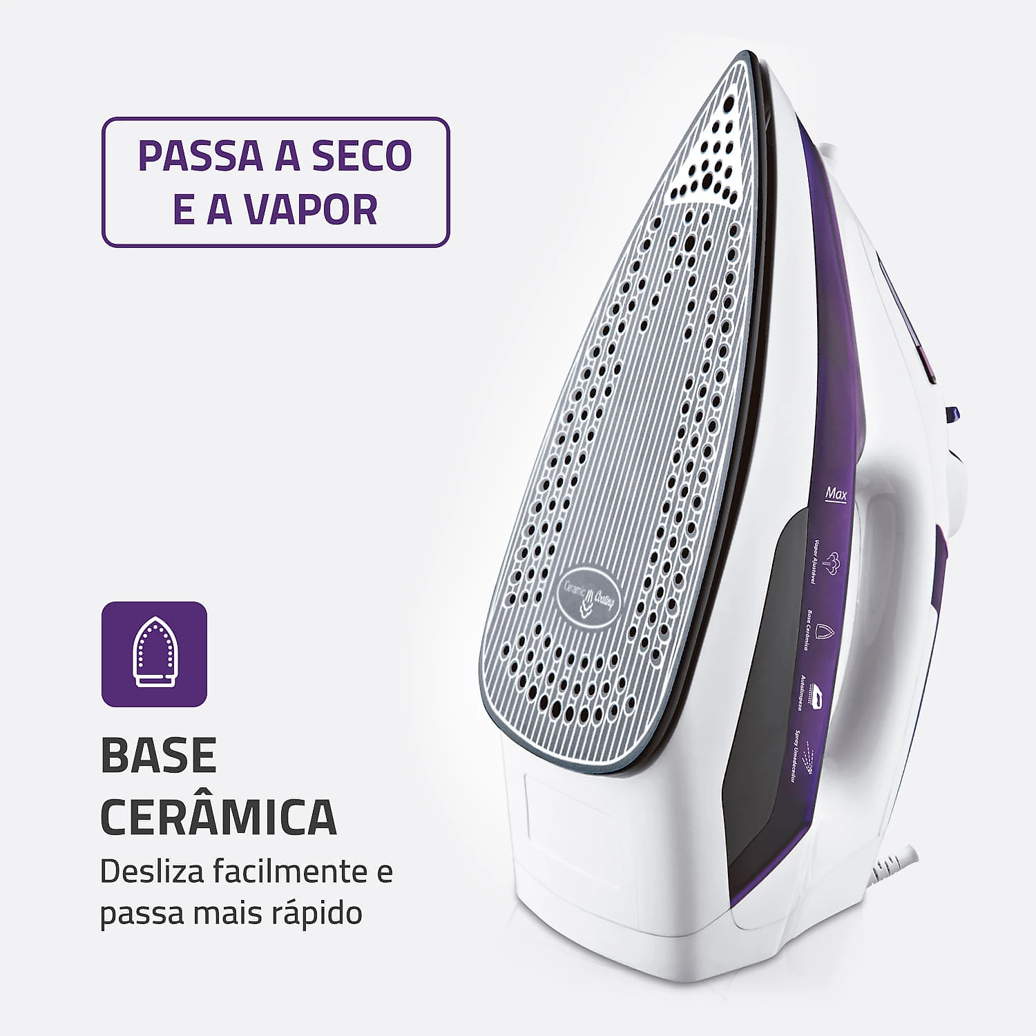 Ferro a Vapor Mondial Ceramic Express F-40 FERRO A VAPOR-127V-BRANCO/LILÁS