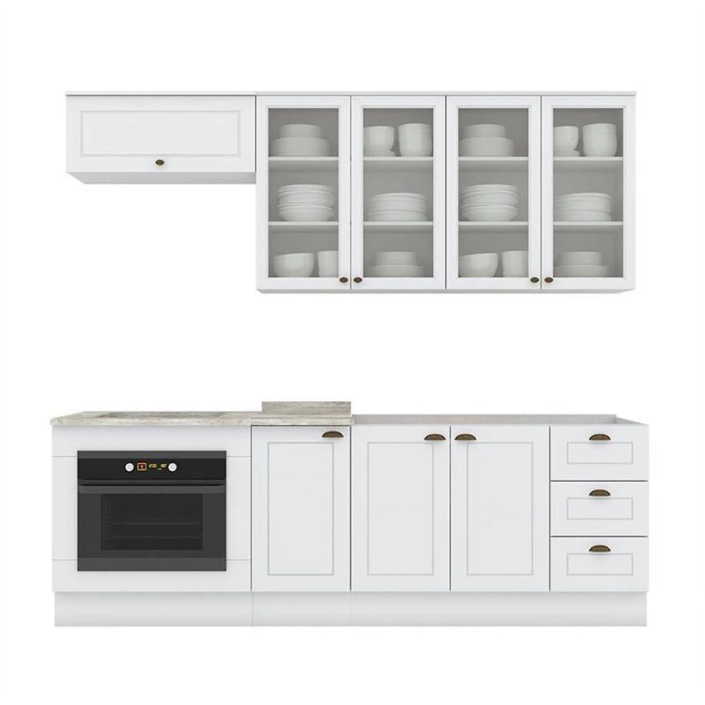 Cozinha Completa Americana 6 Peças Com Balcão Forno De Embutir Branco - Móveis Henn Branco