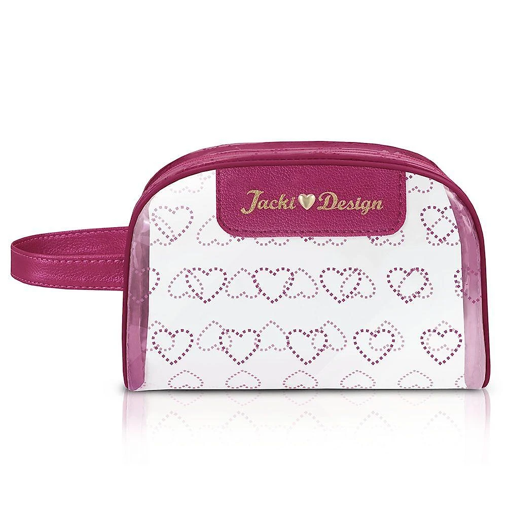 Kit Bolsa Shopper E Necessaire Transparente Love Vinho
