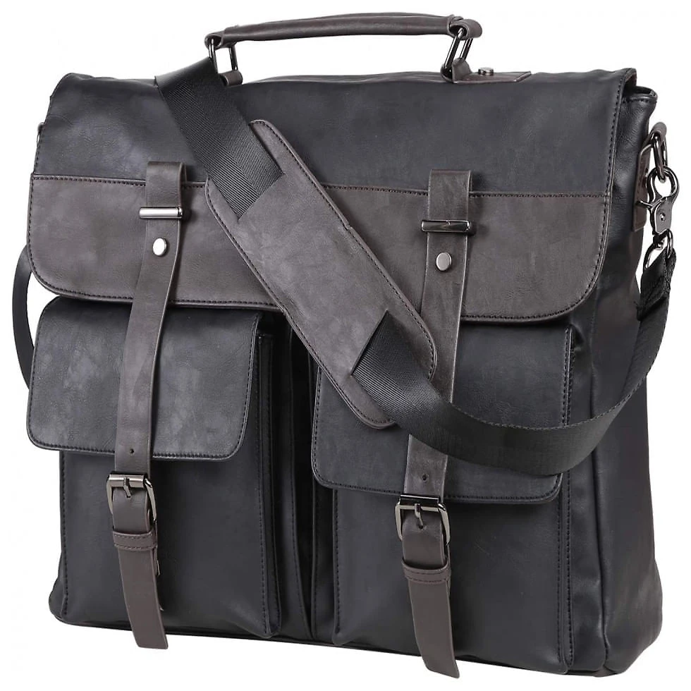 Bolsa Maleta Seyfocnia de Couro Sintético Unissex para Laptop , Preta