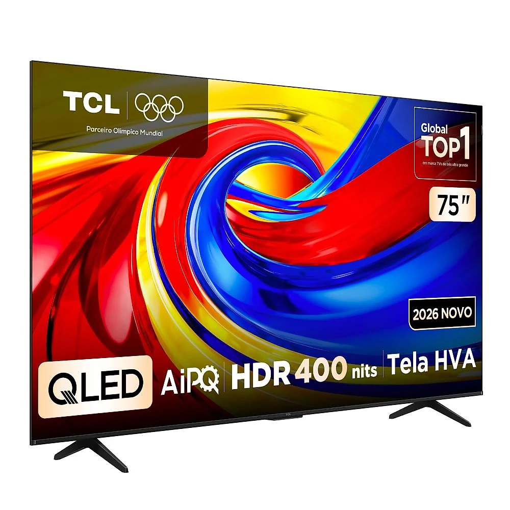 Smart tv 75” 4k qled tcl google tv até 120hz dolby vision atmos