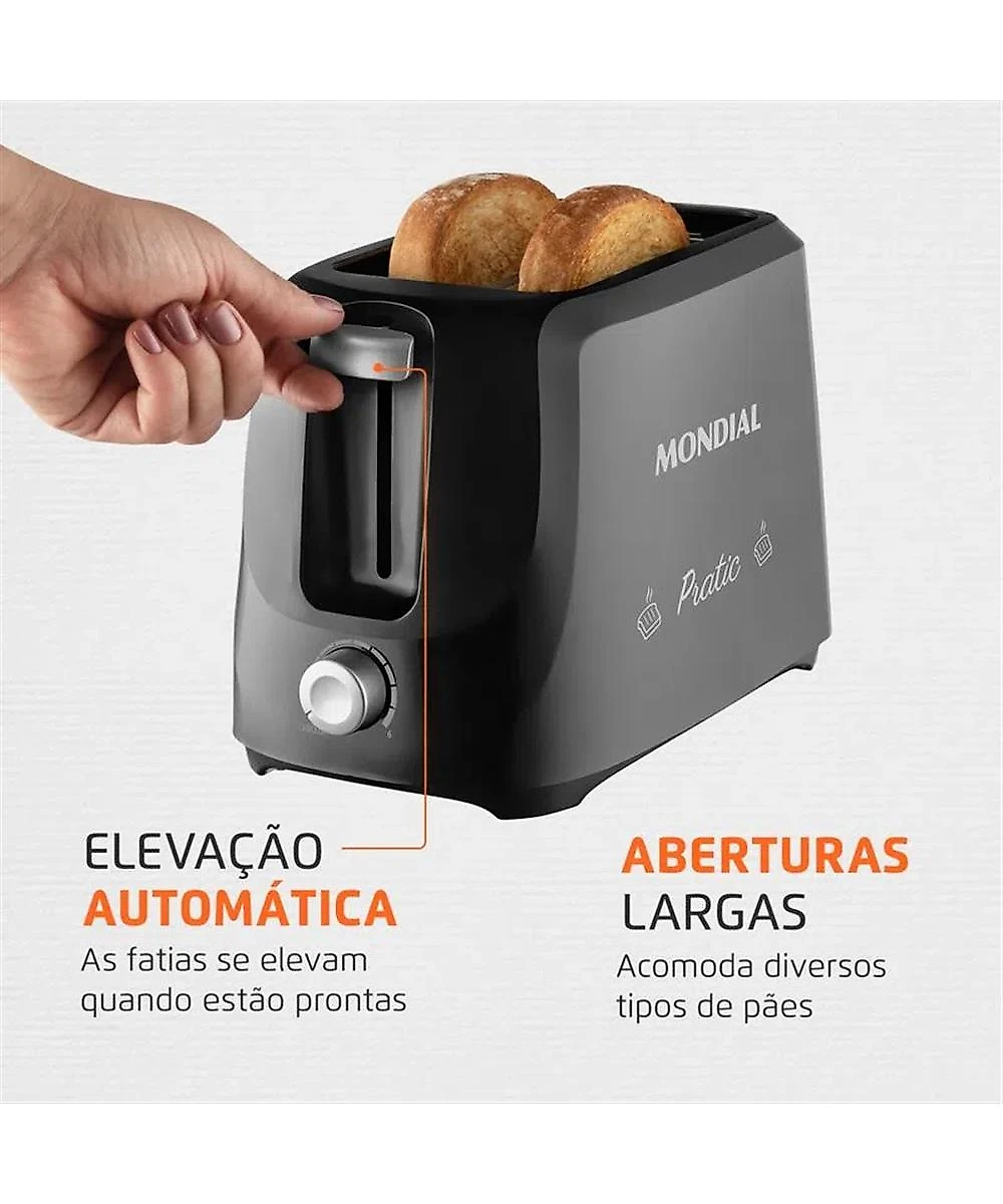 Tostador de Pães Mondial Pratic T-18 Preta 700W
